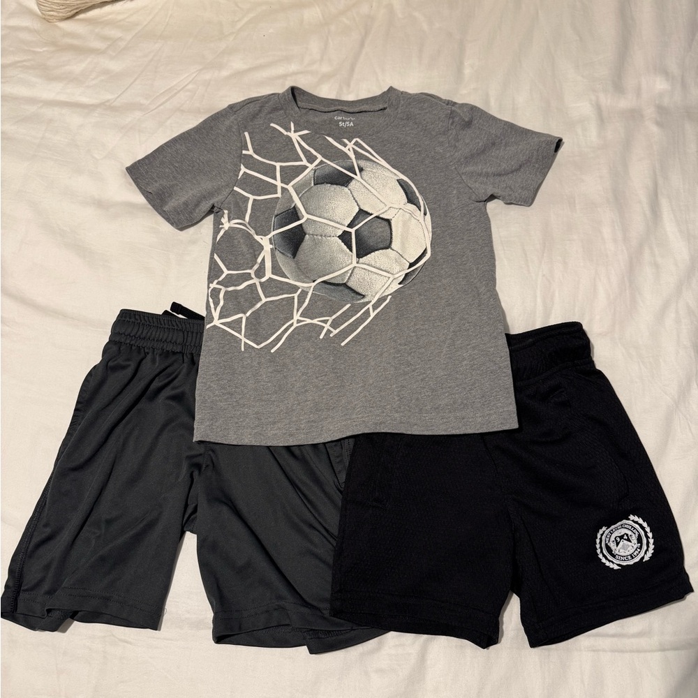 Soccer Tee and soft shorts size 4/5